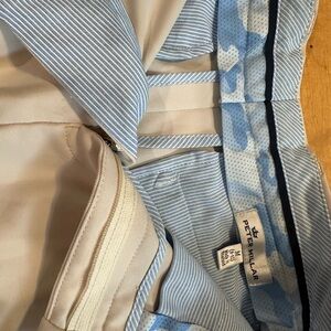 Peter Millar Light Blue and Beige Striped Shorts